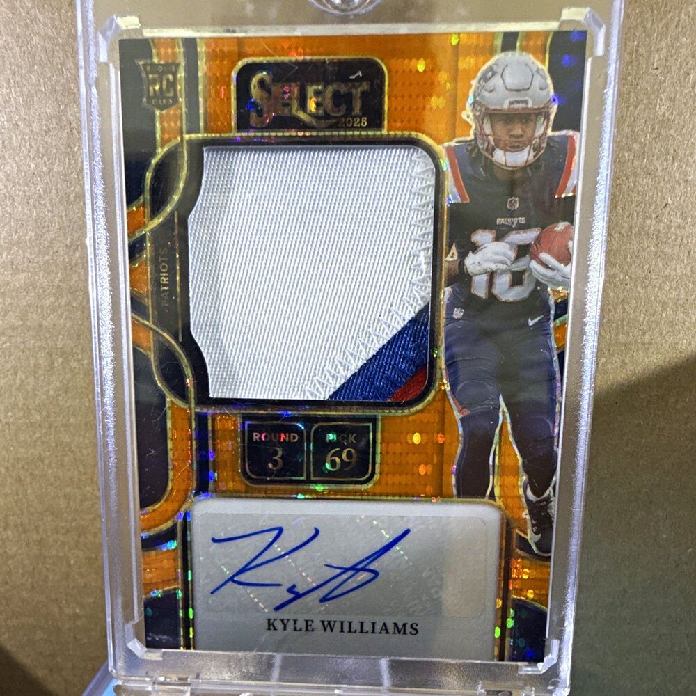 2025 Panini Select Kyle Williams RC Auto Mem Neon Orange Pulsar /45 PSS-KWS